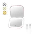 Triple fold up, Down, Left, Right Adjustment Three Light Source Makeup Mirror