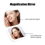 Triple fold up, Down, Left, Right Adjustment Three Light Source Makeup Mirror