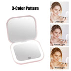 Triple fold up, Down, Left, Right Adjustment Three Light Source Makeup Mirror