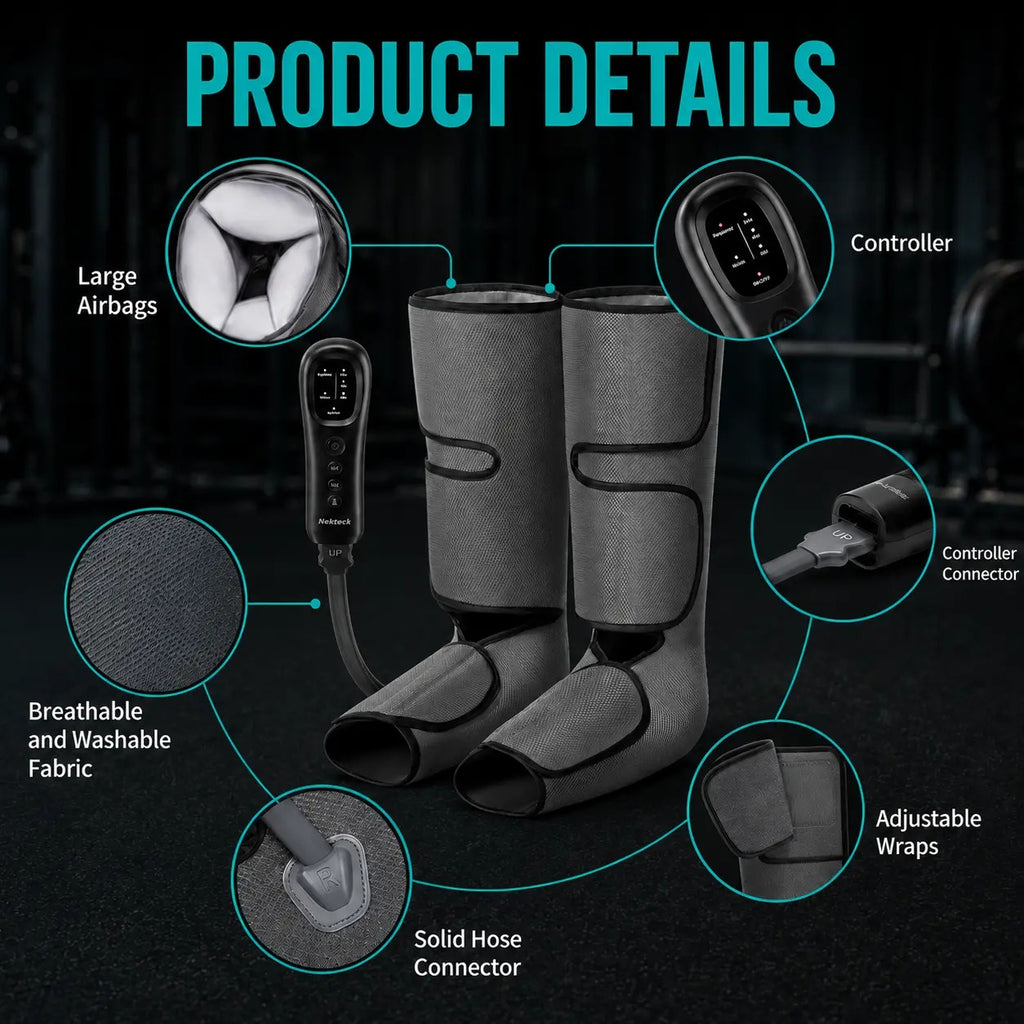 Air Compression Leg Massager with 3 Massage Levels & Auto Shut Off Feature