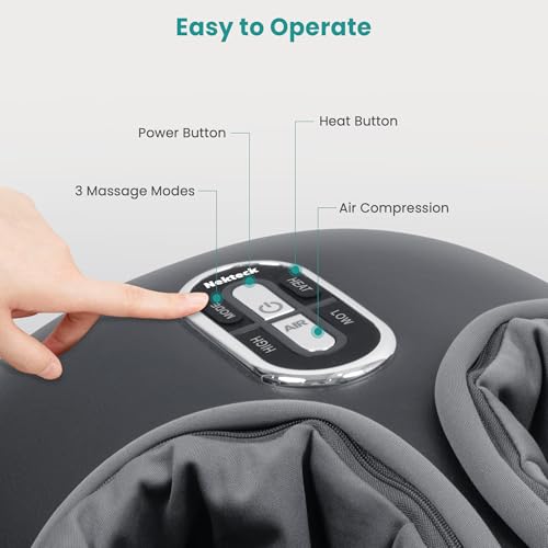 Shiatsu Foot Massager with Heat [2026 Upgraded], 3 Modes Deep Kneading Therapy Air Compression