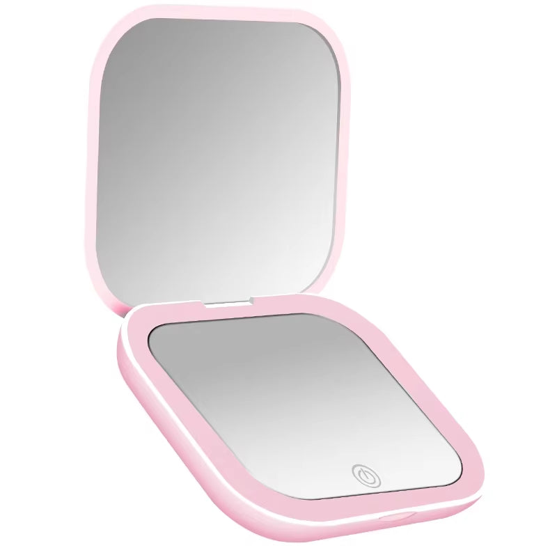 Triple fold up, Down, Left, Right Adjustment Three Light Source Makeup Mirror
