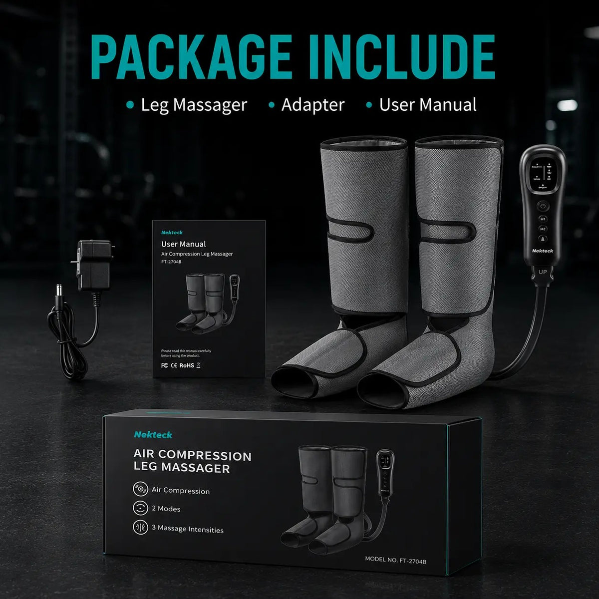 Air Compression Leg Massager with 3 Massage Levels & Auto Shut Off Feature