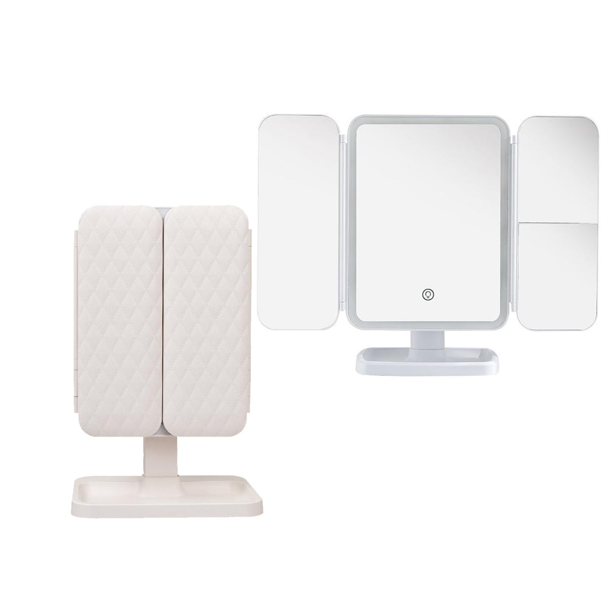 Triple fold up, Down, Left, Right Adjustment Three Light Source Makeup Mirror