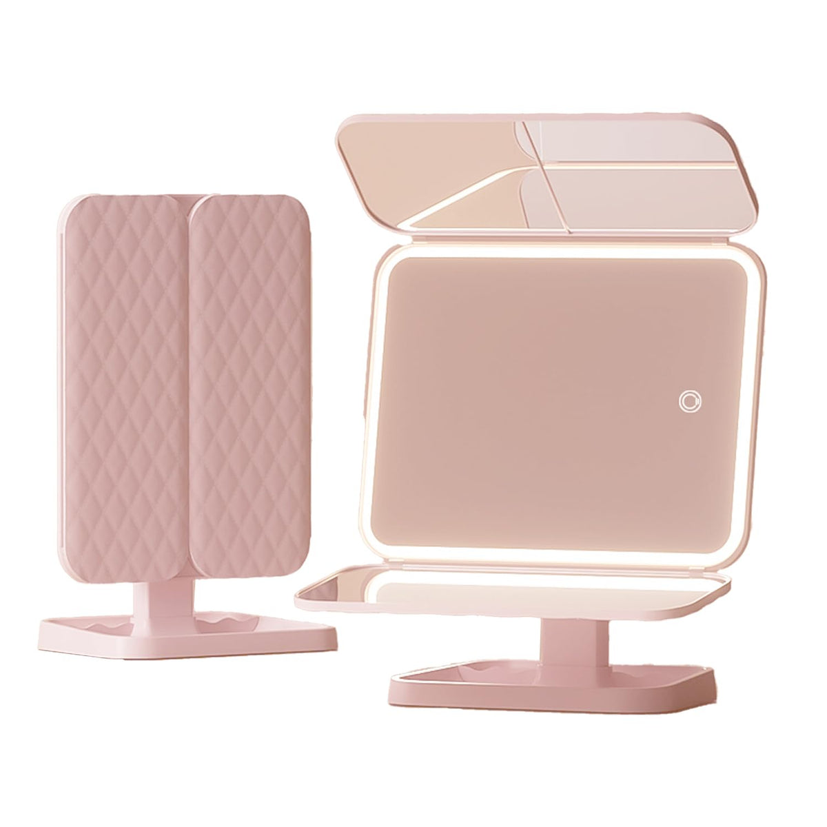 Triple fold up, Down, Left, Right Adjustment Three Light Source Makeup Mirror