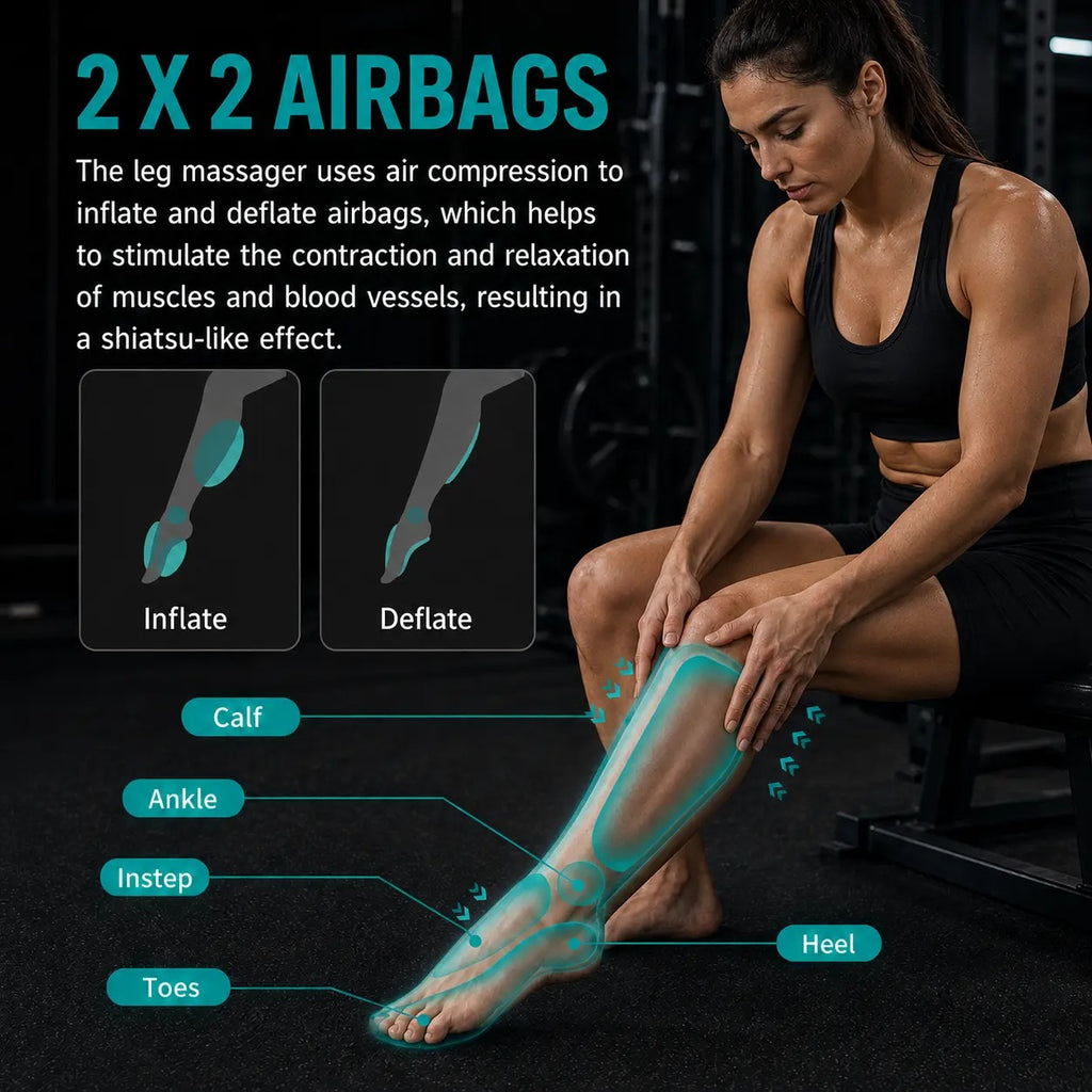 Air Compression Leg Massager with 3 Massage Levels & Auto Shut Off Feature