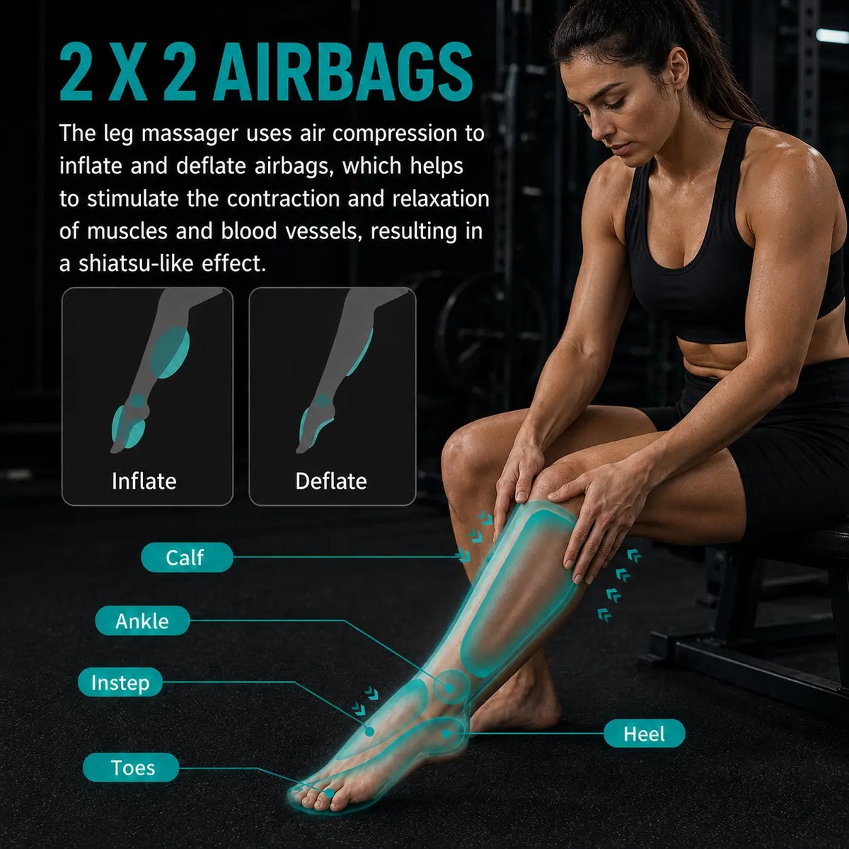 Air Compression Leg Massager with 3 Massage Levels & Auto Shut Off Feature