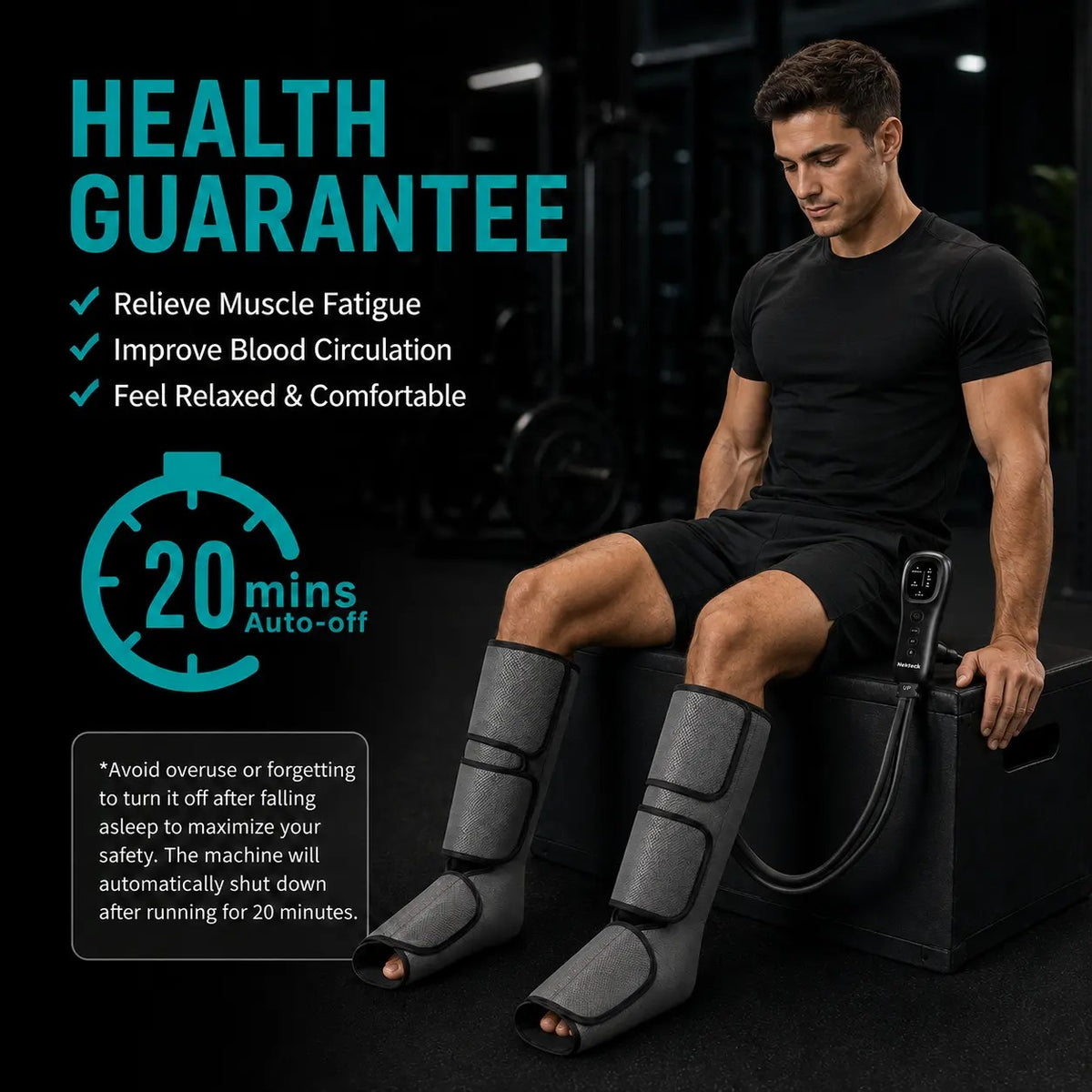 Air Compression Leg Massager with 3 Massage Levels & Auto Shut Off Feature
