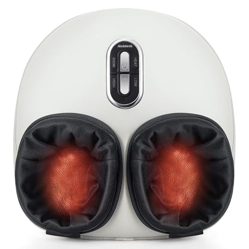 Shiatsu Foot Massager with Heat [2026 Upgraded], 3 Modes Deep Kneading Therapy Air Compression